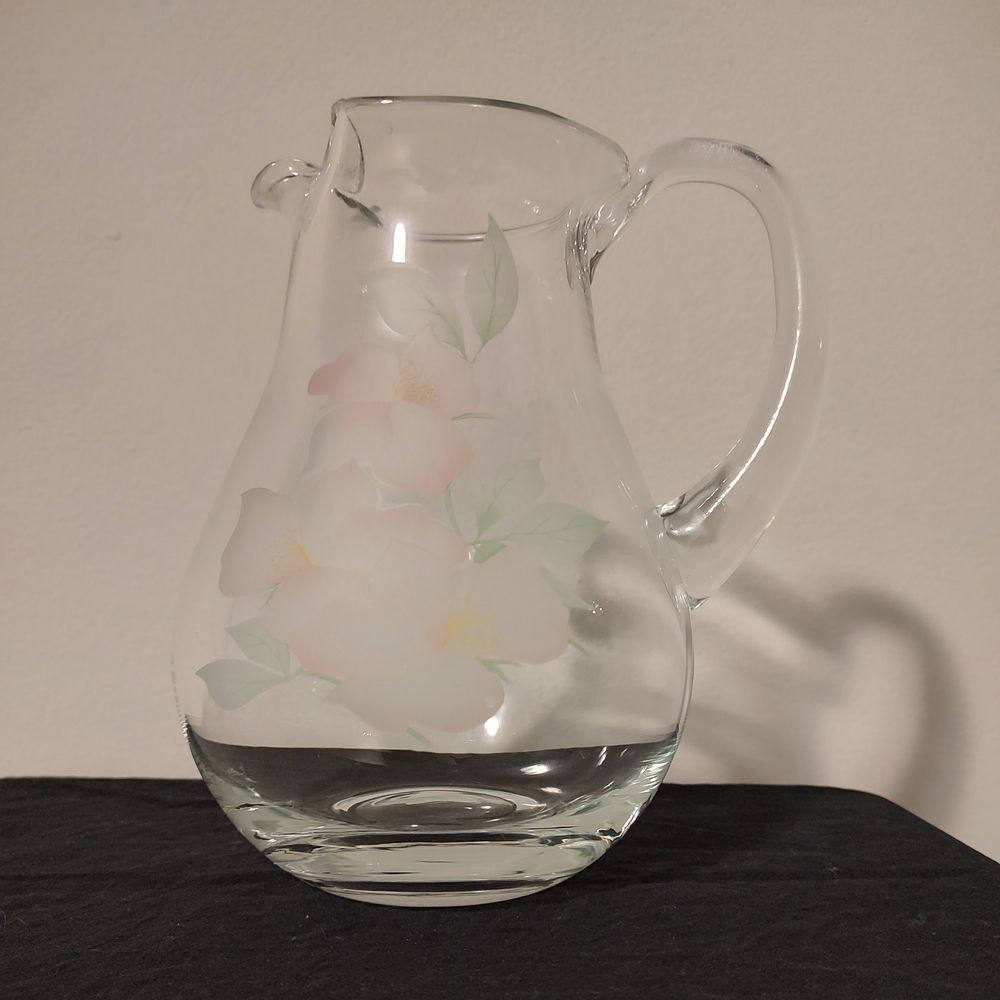 Floral Glass Pitcher